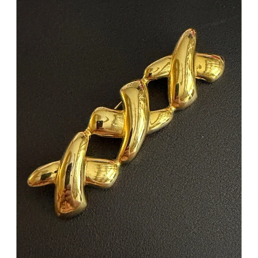 Vintage Brooch Gold Tone Modernist 80s Pop